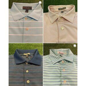 Lot Of 4 Peter Millar Polo Men’s Large Summer Comfort Pink Green White Blue